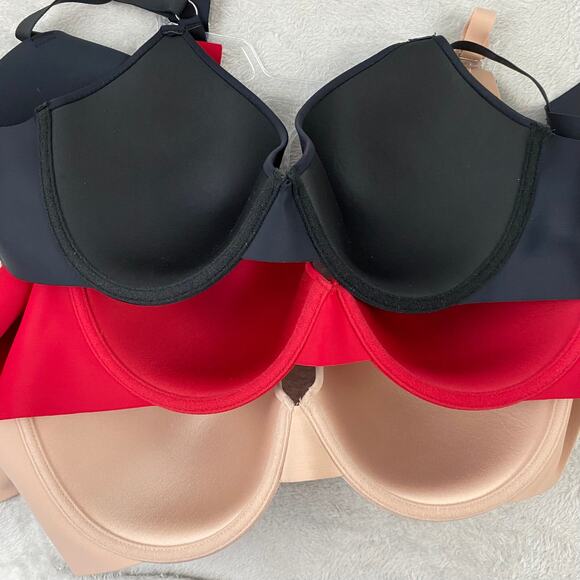 Vince Camuto Full Figure‎ Spacer T-Shirt Bras 42C 3-Pack Skin Tone Red Black NWT - Picture 2 of 9